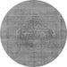 Round Machine Washable Oriental Gray Industrial Rug, wshurb1716gry