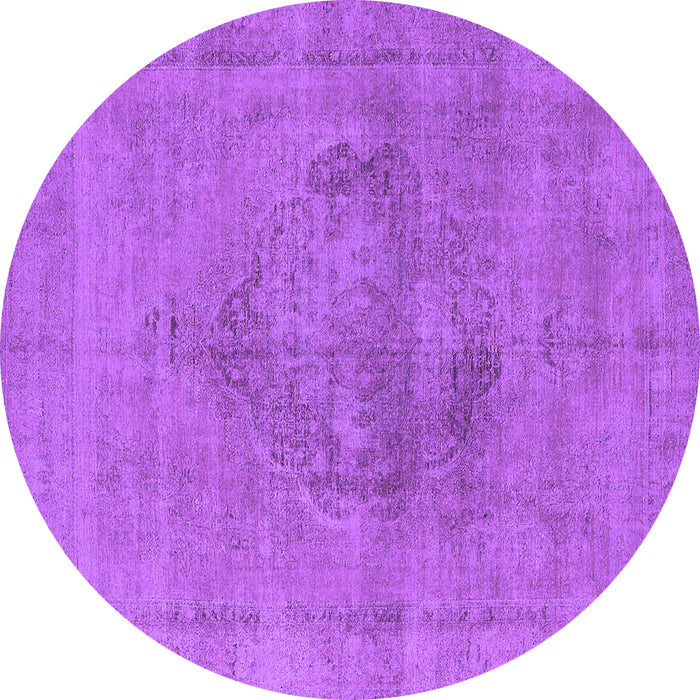Round Machine Washable Oriental Purple Industrial Area Rugs, wshurb1716pur