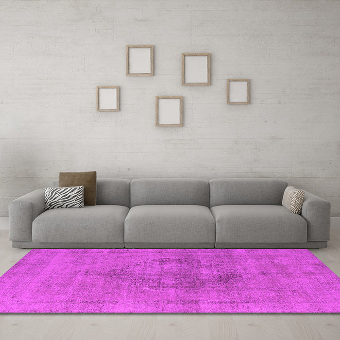Machine Washable Oriental Pink Industrial Rug in a Living Room, wshurb1716pnk