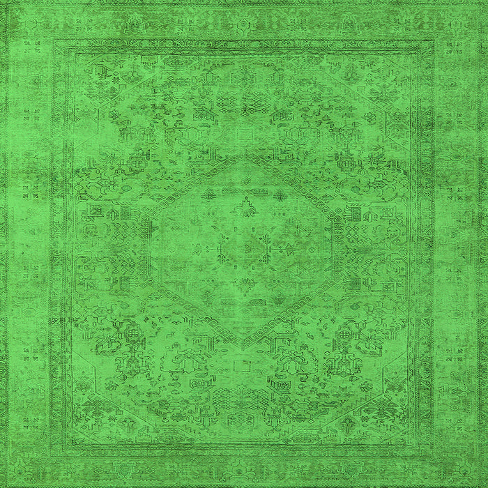 Square Machine Washable Oriental Green Industrial Area Rugs, wshurb1717grn