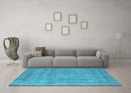 Machine Washable Oriental Light Blue Industrial Rug in a Living Room, wshurb1717lblu