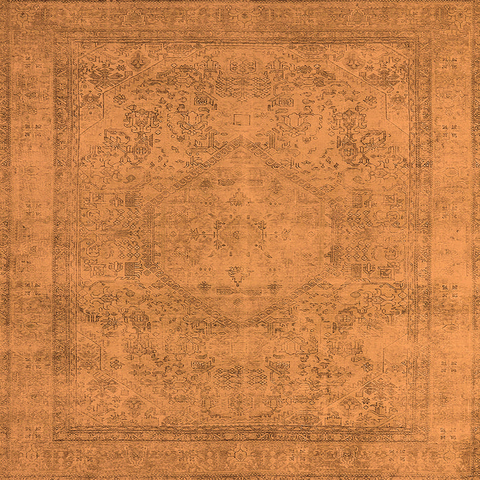 Square Machine Washable Oriental Orange Industrial Area Rugs, wshurb1717org