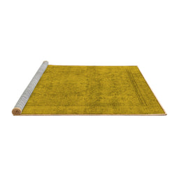 Sideview of Machine Washable Oriental Yellow Industrial Rug, wshurb1717yw