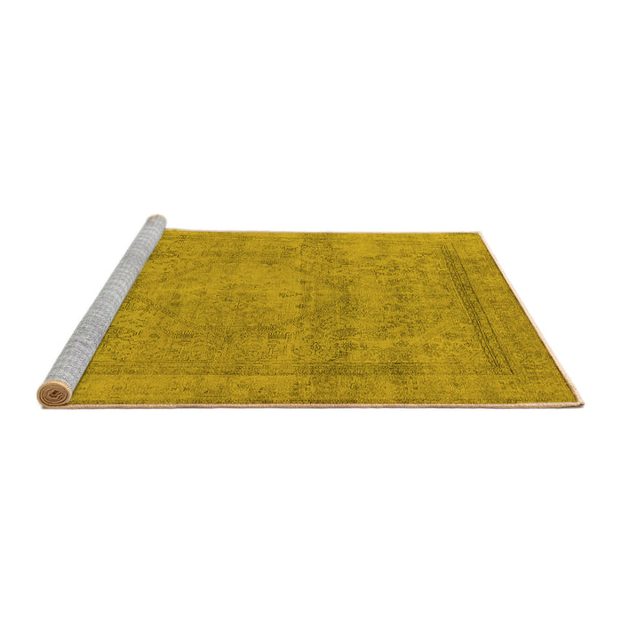 Sideview of Machine Washable Oriental Yellow Industrial Rug, wshurb1717yw