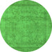 Round Oriental Green Industrial Rug, urb1717grn