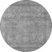 Round Oriental Gray Industrial Rug, urb1717gry