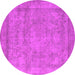 Round Machine Washable Oriental Pink Industrial Rug, wshurb1717pnk