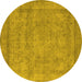 Round Oriental Yellow Industrial Rug, urb1717yw