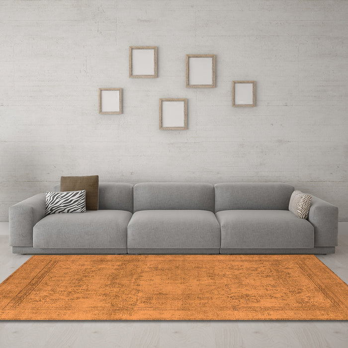 Machine Washable Oriental Orange Industrial Area Rugs in a Living Room, wshurb1717org