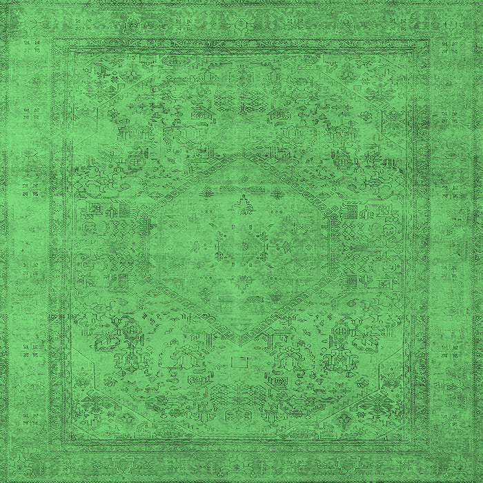 Square Machine Washable Oriental Emerald Green Industrial Area Rugs, wshurb1717emgrn