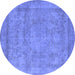 Round Oriental Blue Industrial Rug, urb1717blu