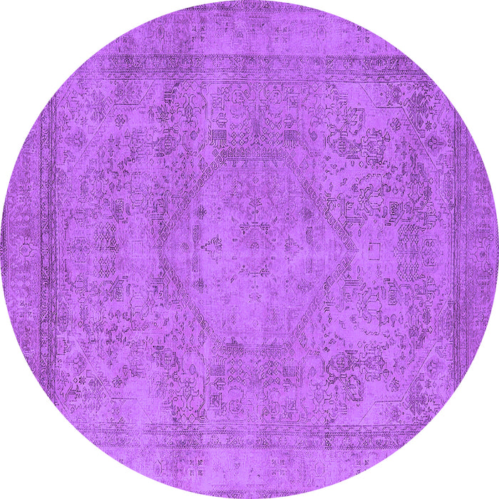 Round Machine Washable Oriental Purple Industrial Area Rugs, wshurb1717pur