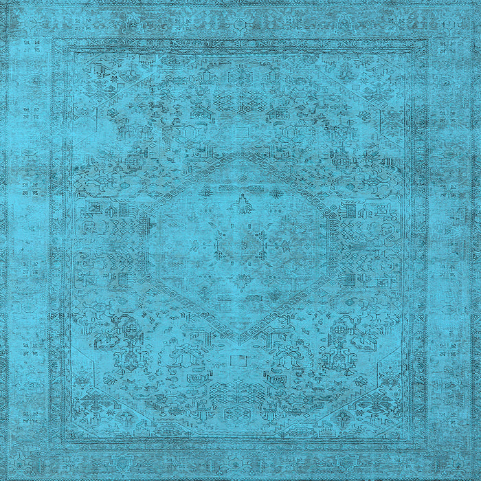 Square Machine Washable Oriental Light Blue Industrial Rug, wshurb1717lblu