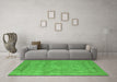 Machine Washable Oriental Green Industrial Area Rugs in a Living Room,, wshurb1717grn