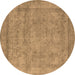 Round Oriental Brown Industrial Rug, urb1717brn