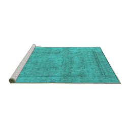 Sideview of Machine Washable Oriental Turquoise Industrial Area Rugs, wshurb1717turq