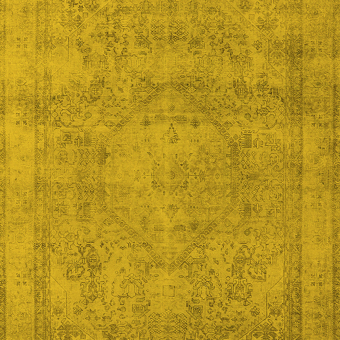 Machine Washable Oriental Yellow Industrial Rug, wshurb1717yw