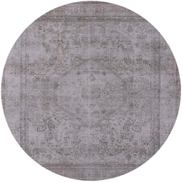 Round Mid-Century Modern Dark Gray Oriental Rug, urb1717