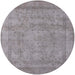 Round Machine Washable Industrial Modern Dark Gray Rug, wshurb1717