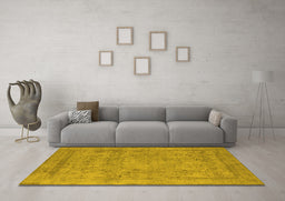 Machine Washable Oriental Yellow Industrial Rug in a Living Room, wshurb1717yw