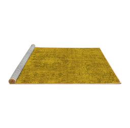 Sideview of Machine Washable Oriental Yellow Industrial Rug, wshurb1718yw