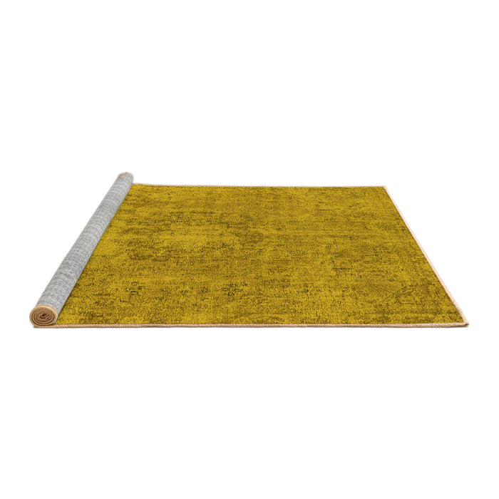 Sideview of Machine Washable Oriental Yellow Industrial Rug, wshurb1718yw
