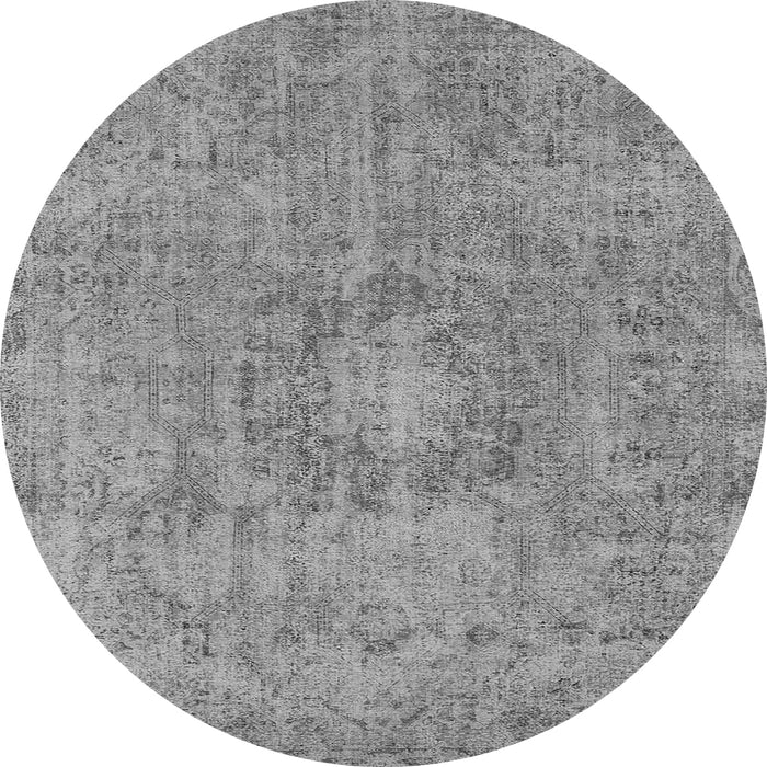 Round Oriental Gray Industrial Rug, urb1718gry