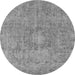 Round Oriental Gray Industrial Rug, urb1718gry