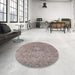 Round Mid-Century Modern Rose Purple Oriental Rug in a Office, urb1718