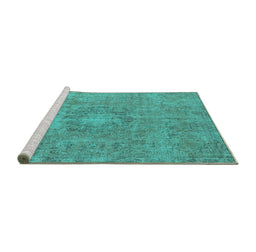 Sideview of Machine Washable Oriental Turquoise Industrial Area Rugs, wshurb1718turq