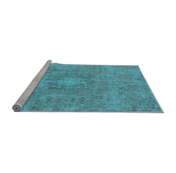 Sideview of Machine Washable Oriental Light Blue Industrial Rug, wshurb1718lblu
