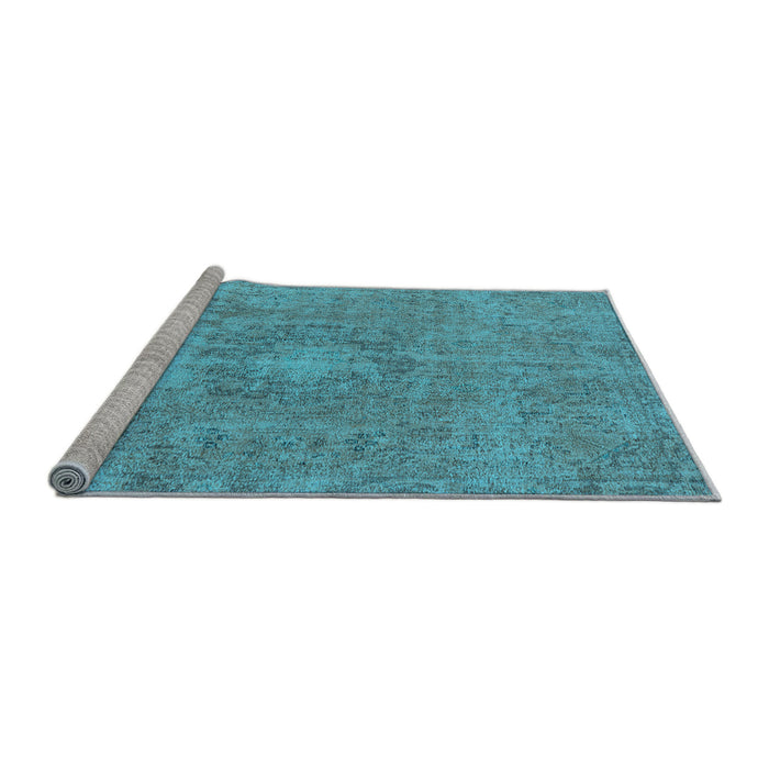 Sideview of Machine Washable Oriental Light Blue Industrial Rug, wshurb1718lblu