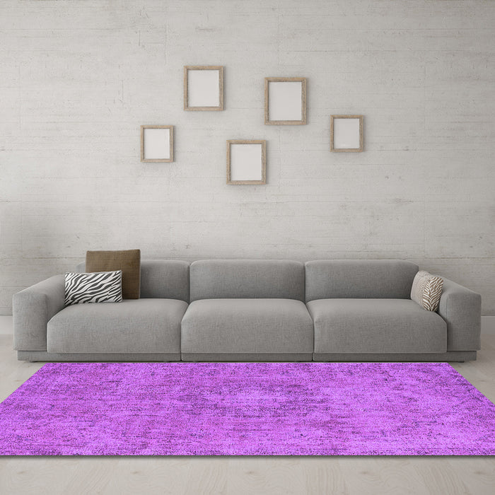 Machine Washable Oriental Purple Industrial Area Rugs in a Living Room, wshurb1718pur