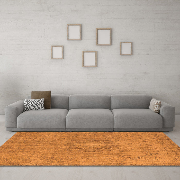Machine Washable Oriental Orange Industrial Area Rugs in a Living Room, wshurb1718org