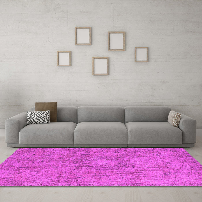 Machine Washable Oriental Pink Industrial Rug in a Living Room, wshurb1718pnk