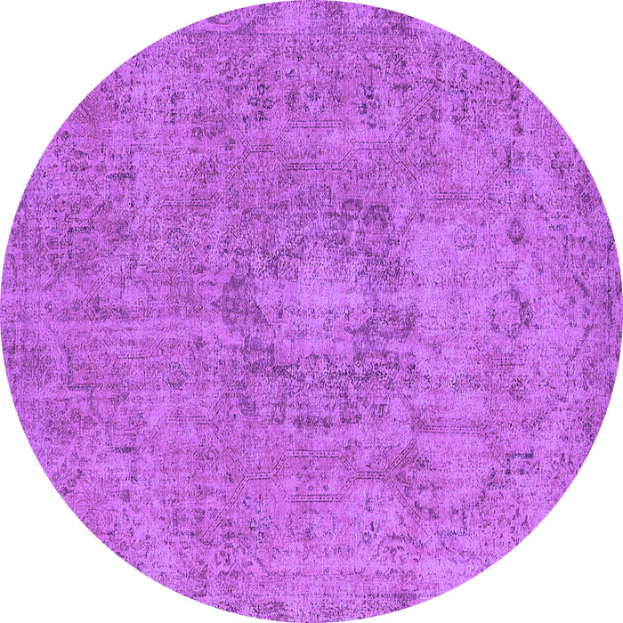 Round Machine Washable Oriental Purple Industrial Area Rugs, wshurb1718pur