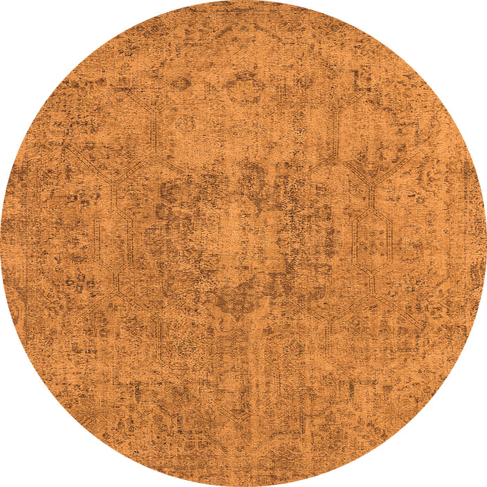 Round Machine Washable Oriental Orange Industrial Area Rugs, wshurb1718org