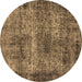 Round Machine Washable Oriental Brown Industrial Rug, wshurb1719brn