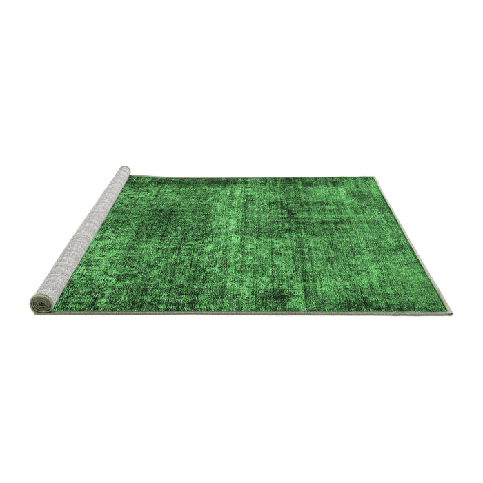Sideview of Machine Washable Oriental Emerald Green Industrial Area Rugs, wshurb1719emgrn