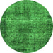 Round Oriental Green Industrial Rug, urb1719grn