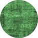 Round Oriental Emerald Green Industrial Rug, urb1719emgrn