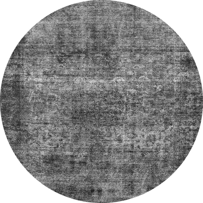Round Machine Washable Oriental Gray Industrial Rug, wshurb1719gry