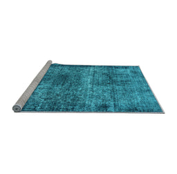 Sideview of Machine Washable Oriental Light Blue Industrial Rug, wshurb1719lblu