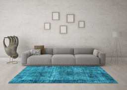 Machine Washable Oriental Light Blue Industrial Rug in a Living Room, wshurb1719lblu