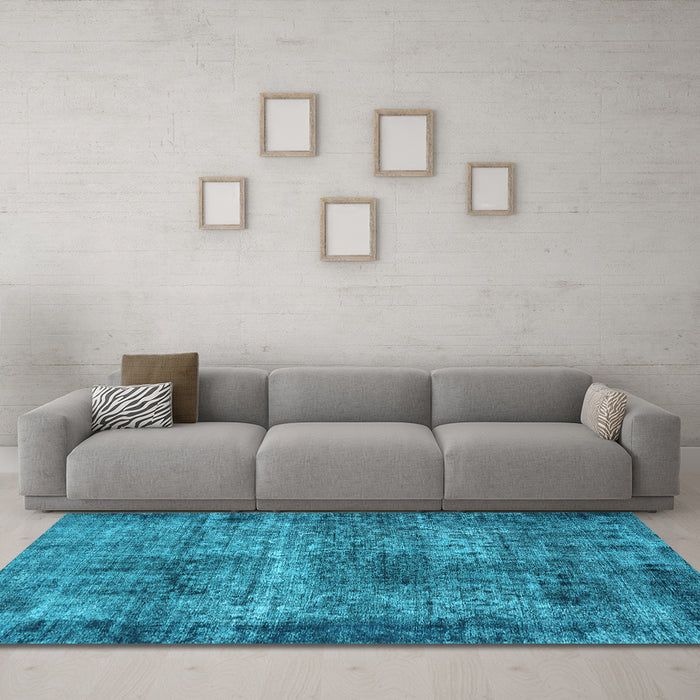 Machine Washable Oriental Light Blue Industrial Rug in a Living Room, wshurb1719lblu