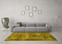 Machine Washable Oriental Yellow Industrial Rug in a Living Room, wshurb1719yw