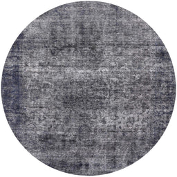 Round Mid-Century Modern Dark Gray Oriental Rug, urb1719