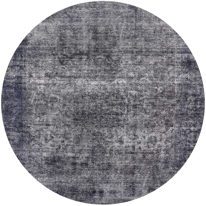 Round Mid-Century Modern Dark Gray Oriental Rug, urb1719