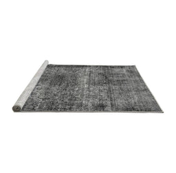 Sideview of Machine Washable Oriental Gray Industrial Rug, wshurb1719gry