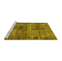 Sideview of Machine Washable Oriental Yellow Industrial Rug, wshurb1719yw